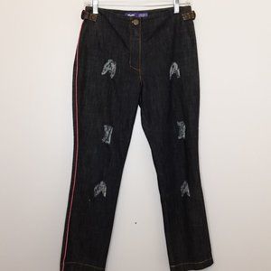 Rustic Denim Pink Pin Stripe jeans